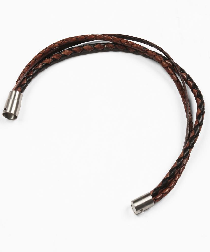Doffjason Minimal Layered Leather Bracelet Brown