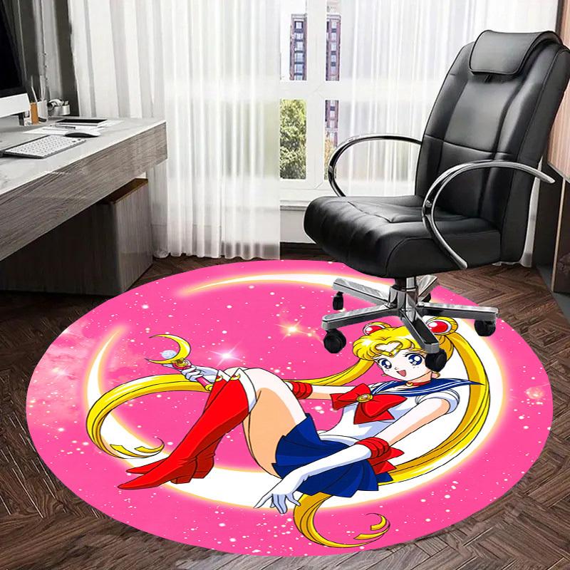 1pc Sailor Moon Round Carpet, Made of Polyester,Perfect for Decorating Office Chairs, Living Rooms Fplt057