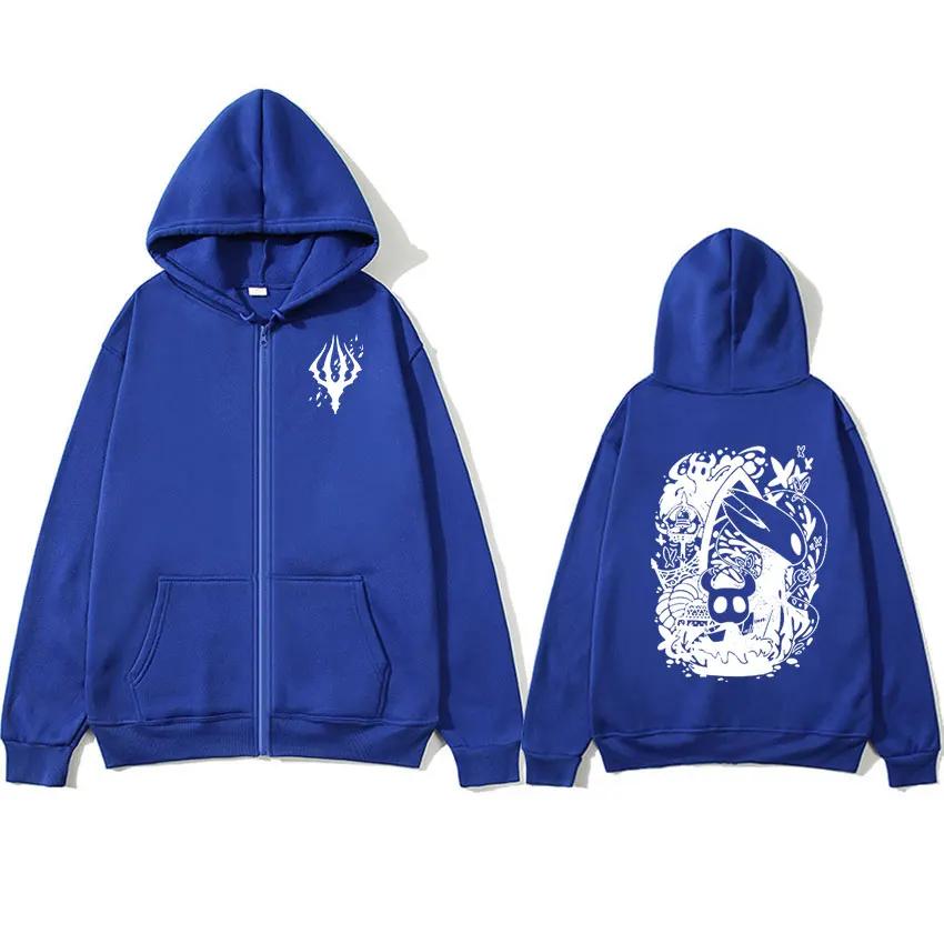 Felpa con cappuccio e zip grafica Hot Game Hollow Knight Uomo Moda Retrò Abbigliamento Felpa con zip Felpa casual Oversize Cappotti con cappuccio