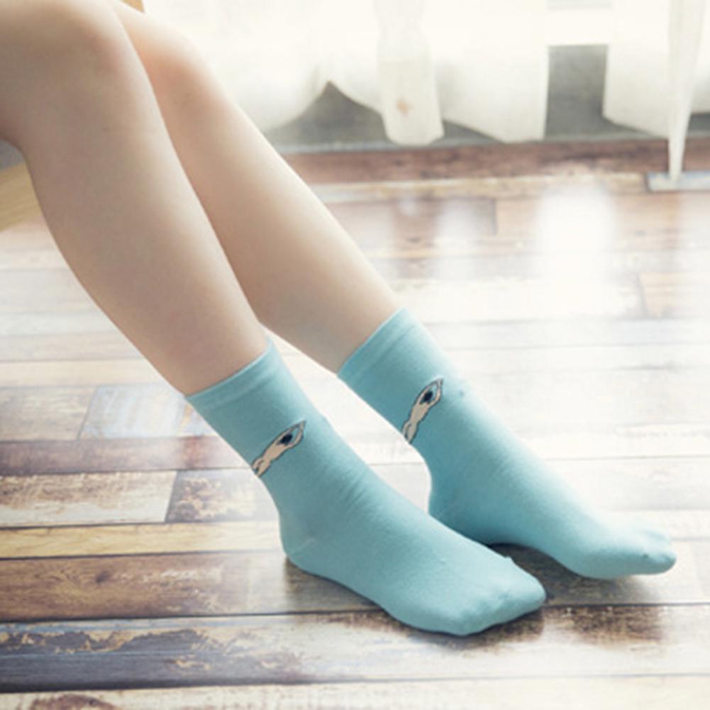 Unisex Autumn Winter Funny Cartoon Solid Color Elastic Cotton Middle Tube Crew Socks Creative Socks