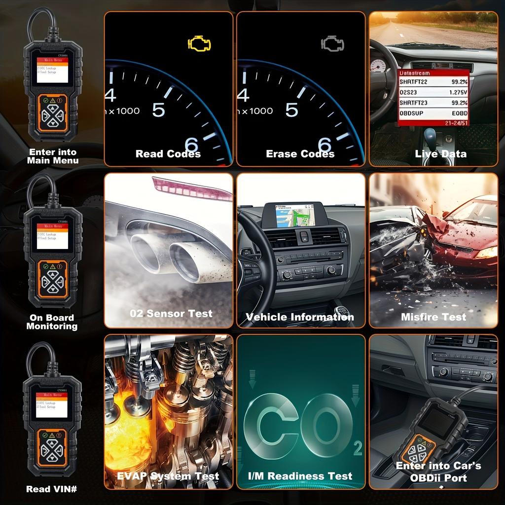 Car OBD2 Code Scanner Diagnostic Scanner Code Reader Erase Engine Fault Code Read Code Erase Code Battery Test Engine Light Can