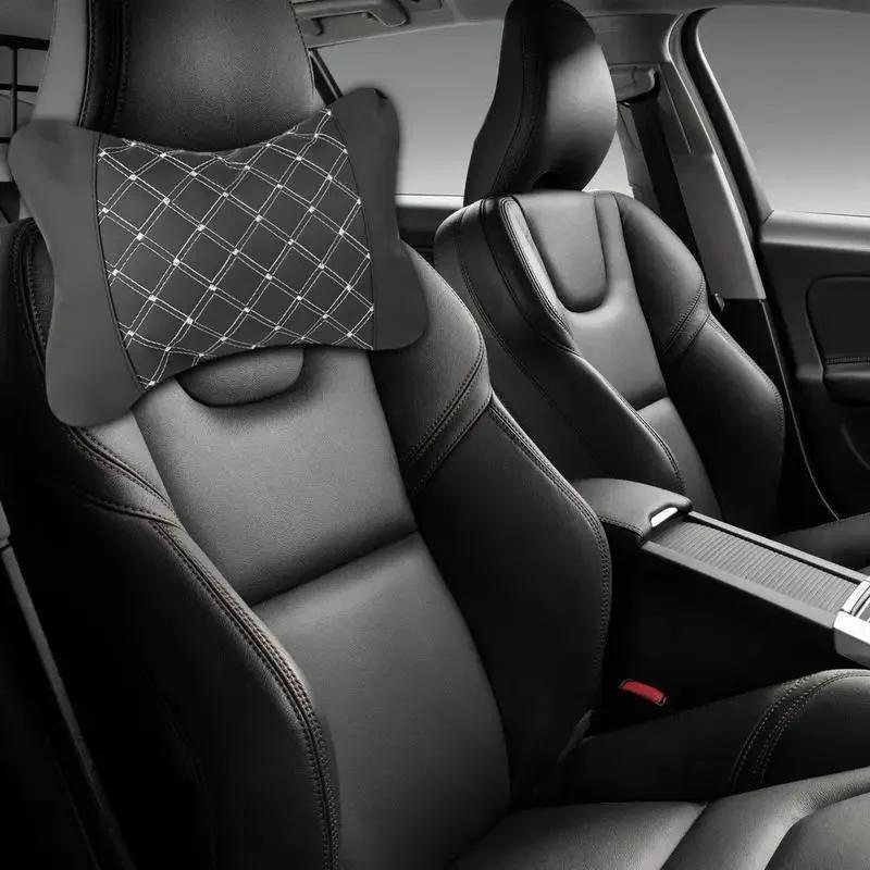Leder Auto Sitz Nackenkissen Kissen Kissen Stütze Gestrickter Sitz Auto Sicherheitszubehör Auto Sicherheitskissen Universelles Design