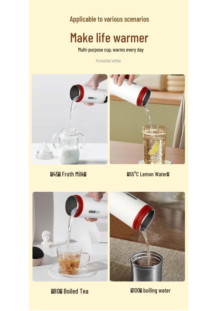 Compact Electric Travel Kettle with Digital Temperature Display for Hotels and Dorms