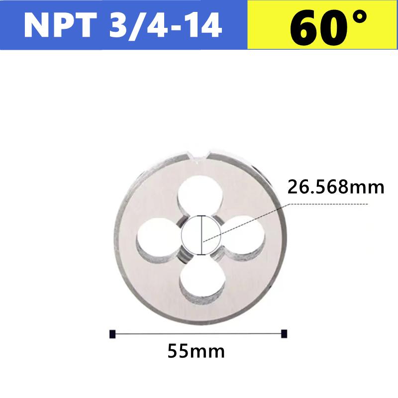 G NPT 55 °/60 ° pipe thread die 1/8 1/4 3/8 1/2 3/4 1 inch 2 inch, used as a tool for tapping external threads of water pipes