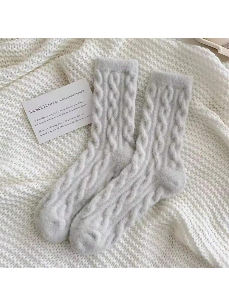 Warm Women's Socks New Winter Japanese Fashion Solid Color Fluffy Socks for Girls Home Thick Cute Floor Socks Kawaii Autumn Soft