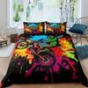 Extreme Sports Theme Colorful Graffiti Motorcycle Duvet Set Soft Bedding Set Three-Piece Set