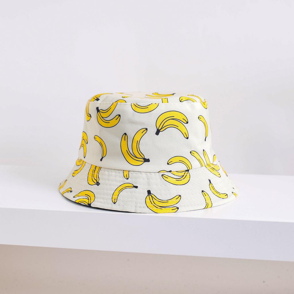 Banana Fisherman Hat Children Summer Sunshade Sunscreen Pot Hat Men Fruit Print Double-sided Wear Versatile