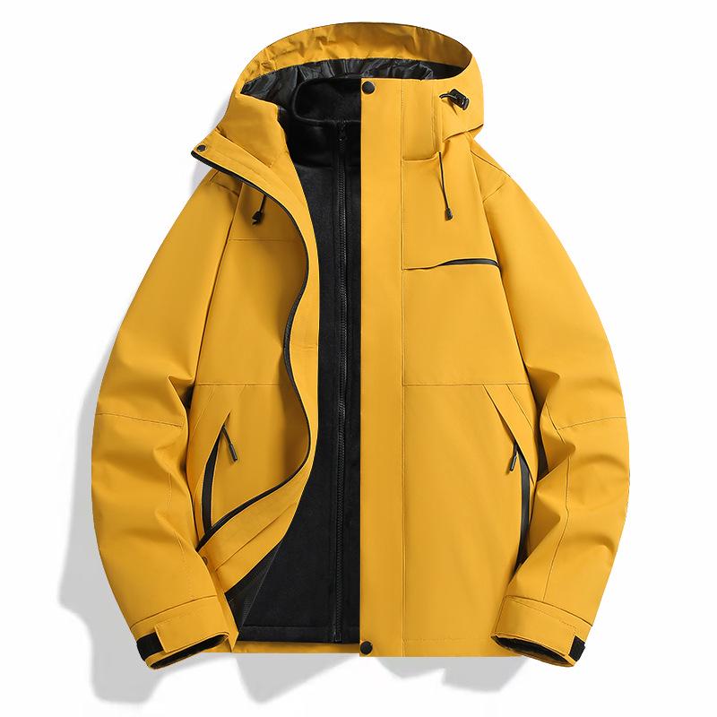 2025 Winter New Three-in-One Men's Casual Hooded Outdoor Jacket - Warm, Loose, Couple Style.