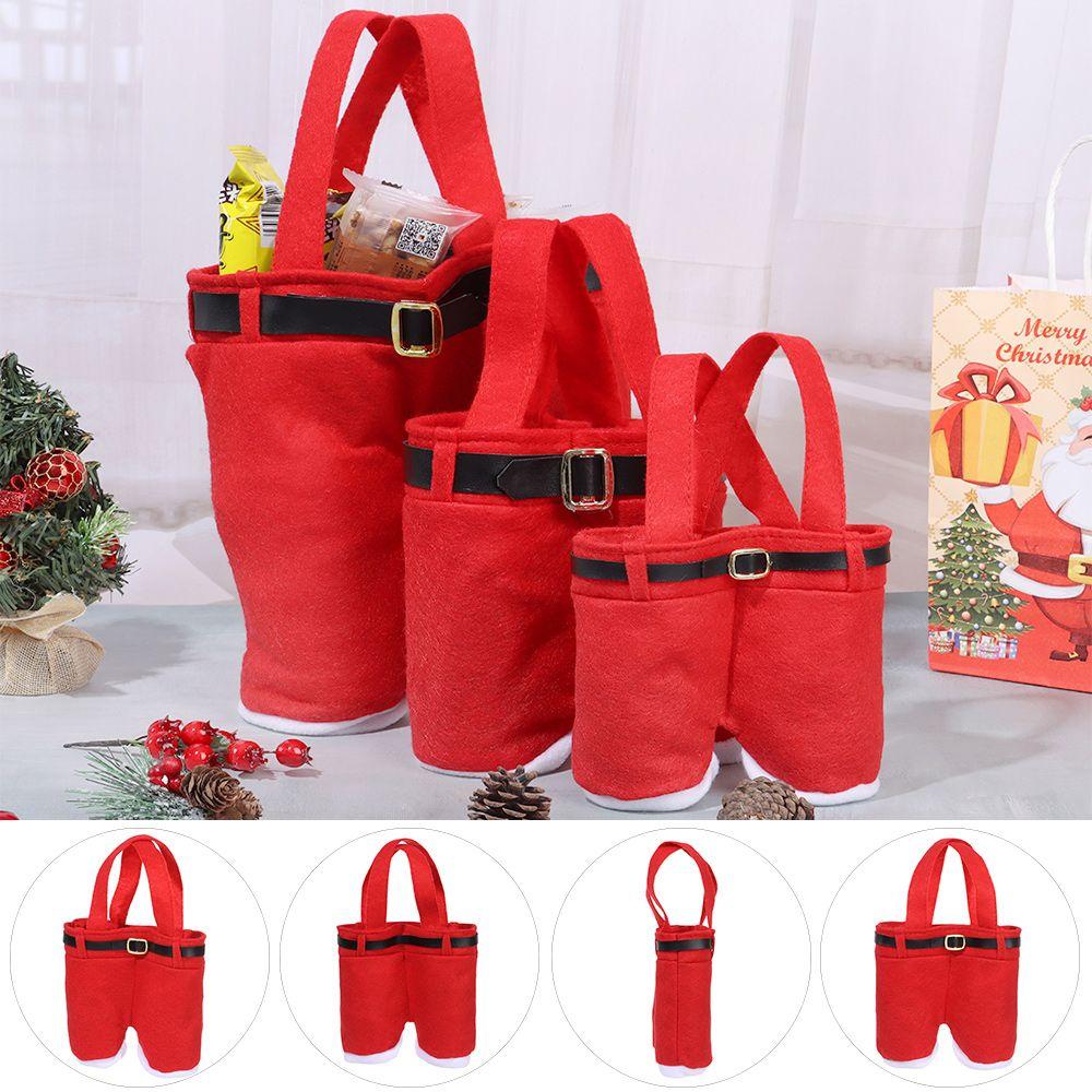 Merry Christmas Suspender Trousers Candy Bag Xmas Gift Bags Wine Bottle Holder Santa Claus Pants