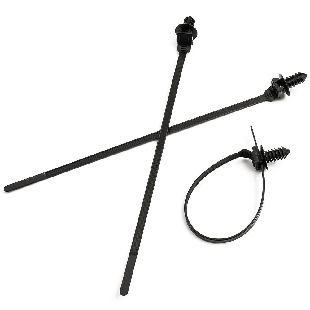 50 pezzi fascette fermacavi nere con clip a pressione e zip