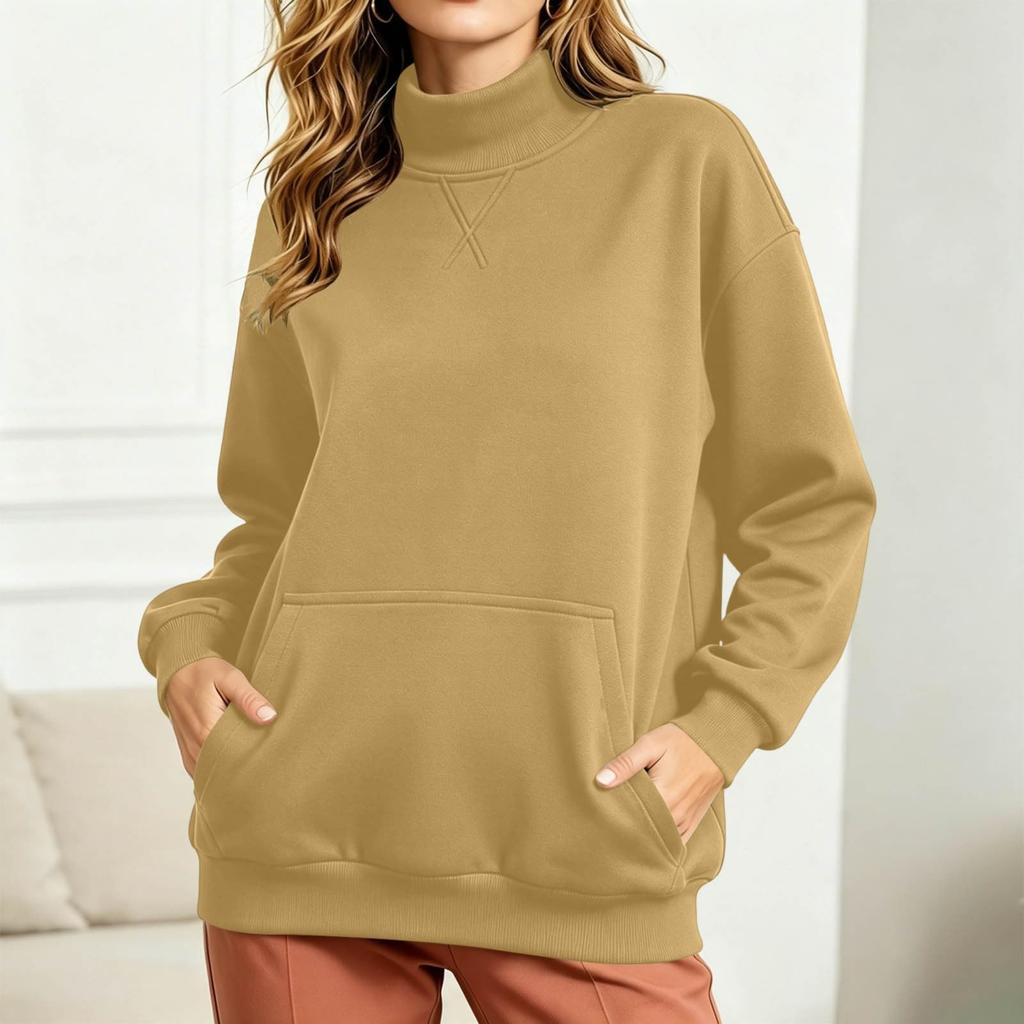 Women's Loose Fit Long Sleeve Pullover Sweatshirt with Pockets for Everyday Casual Wear