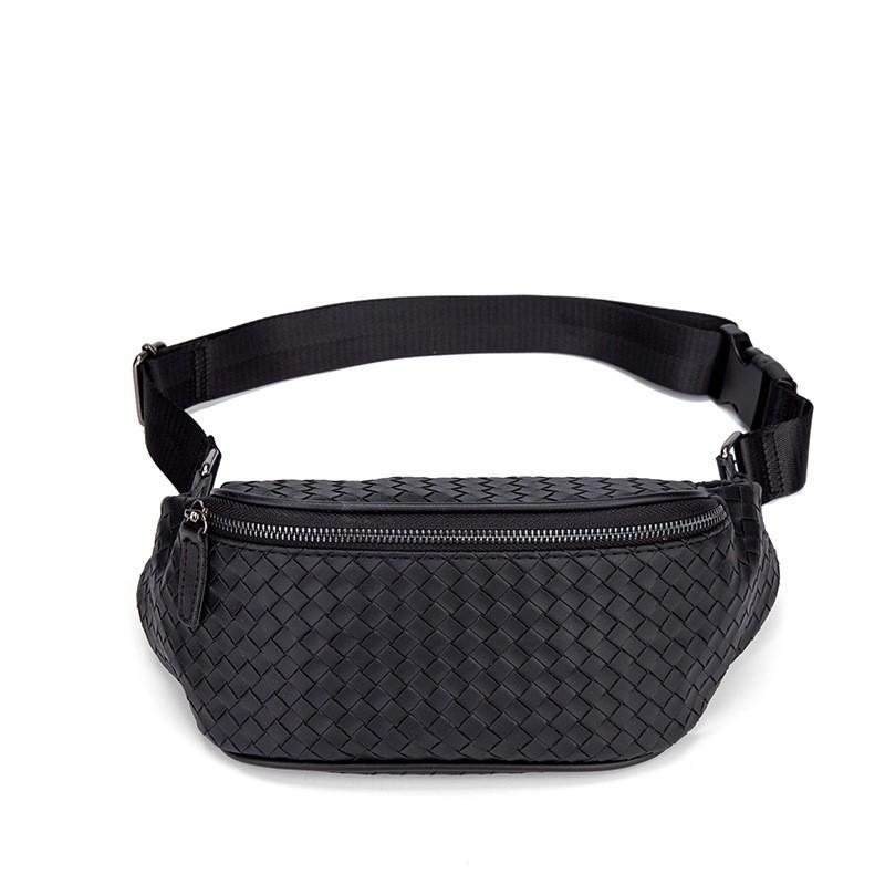 Fashionable Knitted Pattern Ins Niche Small Bag Men s Waist Wide Shoulder Strap Cross-section Chest