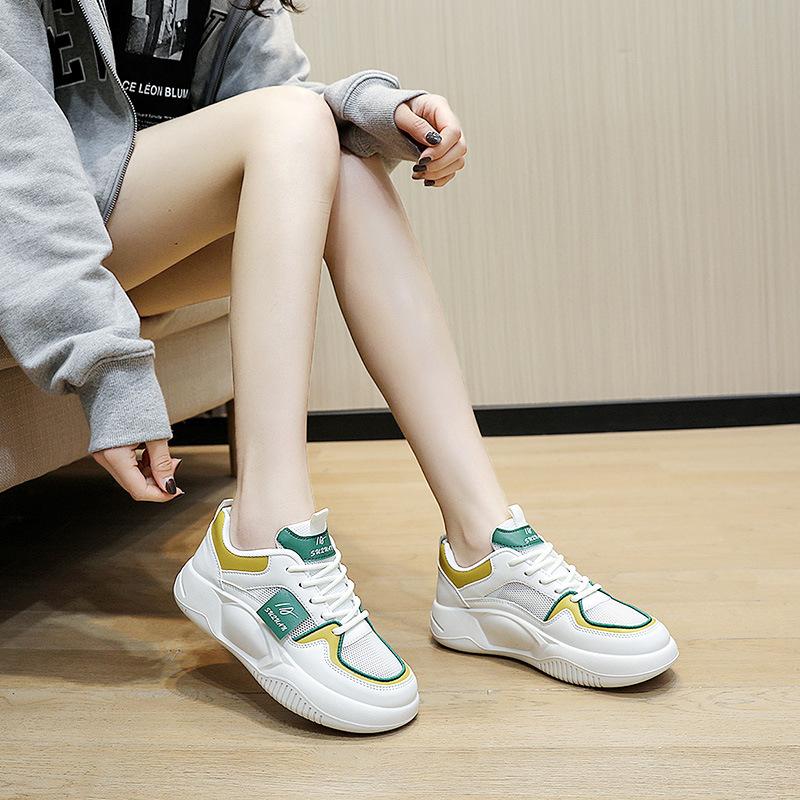 K8621 New Mesh Surface White Shoes Women's  Summer Raise the Bottom Student All-Matching Fashion Sports Mesh Shoes
