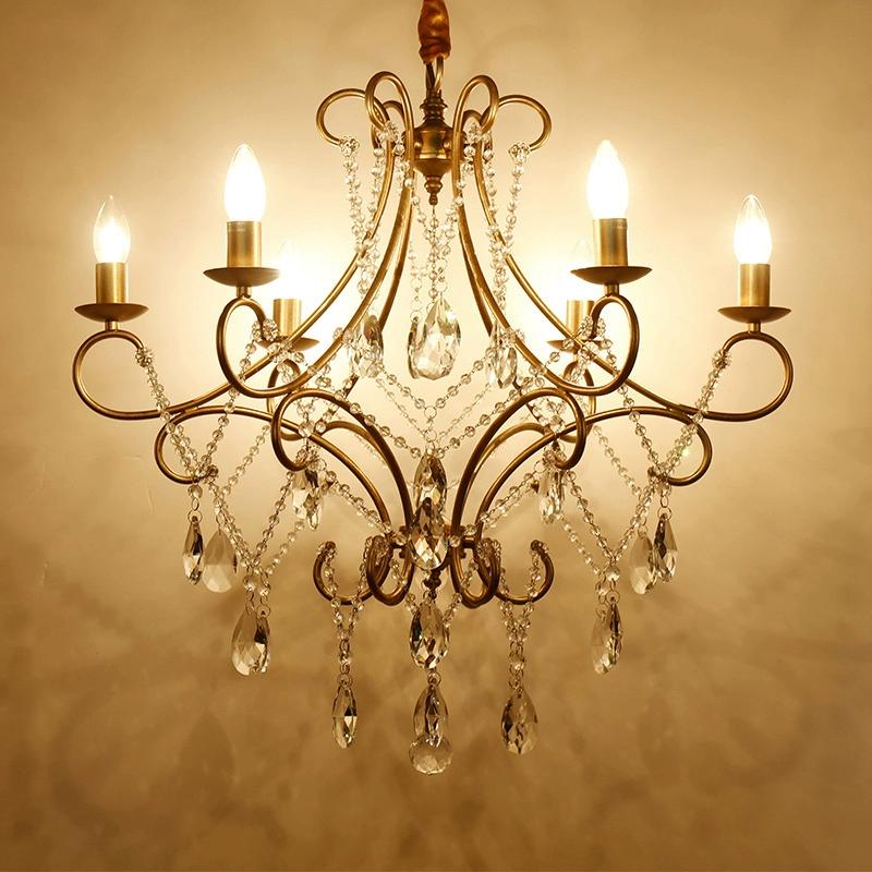 Obývací pokoj, ložnice, lustr do kreativní jídelny Crystal Retro Gold, moderní a minimalistické světlo