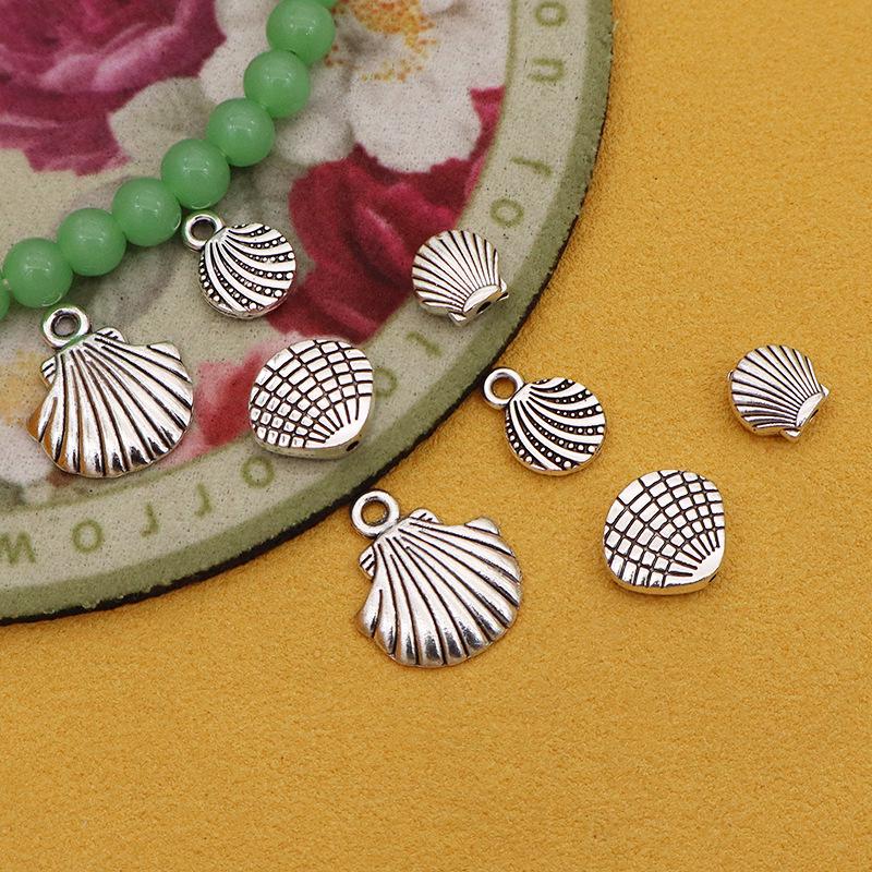 Beach Shell Silver Beads: Small Pendant, Earrings, Bracelets, Charms, and DIY Jewelry Ornaments for Shoes, Clothing, and Bags