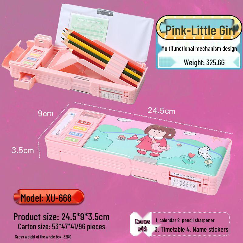 

Креативный двухслойный мультяшный пенал - Многофункциональный, большой вместимости, канцелярские товары для учеников начальной школы 245mm x 90mm