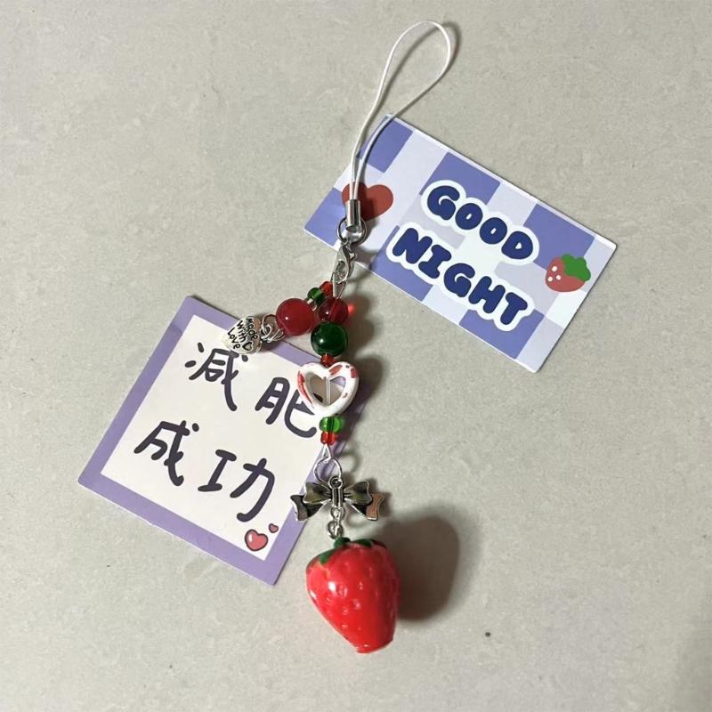 Cute Core Beaded Keychain Lanyard Ornament Stylish Decoration for Bag and Key