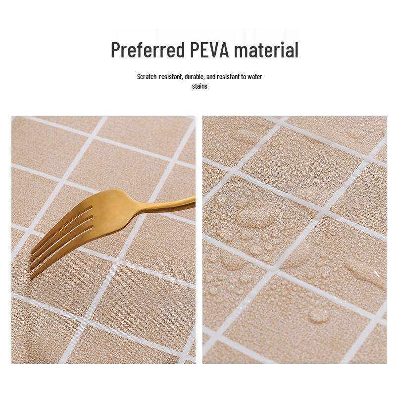 Nordic Style PEVA Waterproof Plaid Tablecloth, Oil-Proof, Luxury Dining or Coffee Table Mat