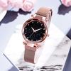Women Round Bracelet Watch Starry Sky Analog Quartz Wristwatch with Clear Dial for Outside Office Business Meeting