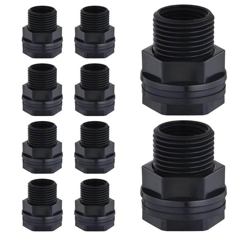 A74E-10Stk Schottenverschraubung, Gartenschlauchgewinde 3/4Zoll Außen GHTx1/2Zoll Innen NPT Doppelgewinde Schotten-Wasserbehälter-Verbinder