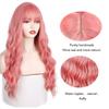 LISI HAIR 24“Long Sakura Pink Wig With Bangs Water Wavy Wig Synthetic Fiber Wig Women's Long Wig Natural Wigs Cosplay/Daily/Party Wig
