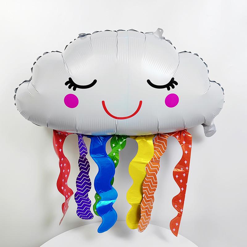 Large Rainbow Smile Balloons - Colorful Cloud Design for Kids' Birthday Party Decor