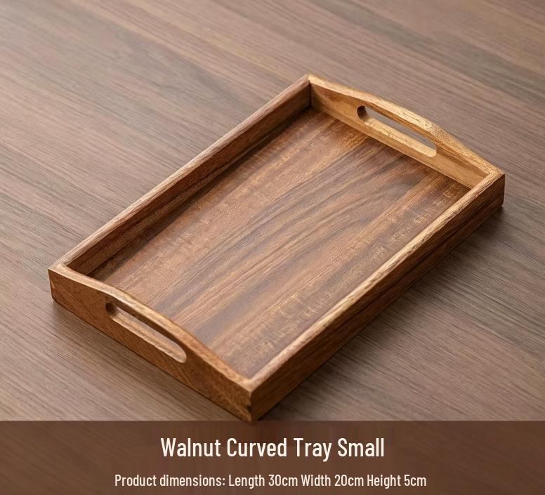 Japanese-Style Rectangular Walnut Wood Tray for Snacks and Tea