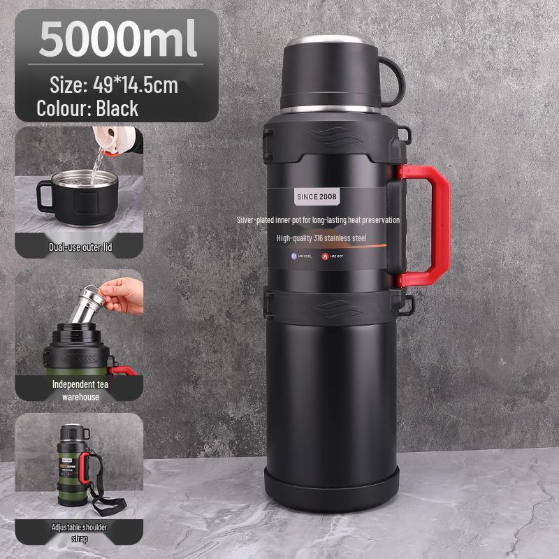 Large Capacity Outdoor Thermos 316 Stainless Steel Portable Warm Kettle for Car or Student Use