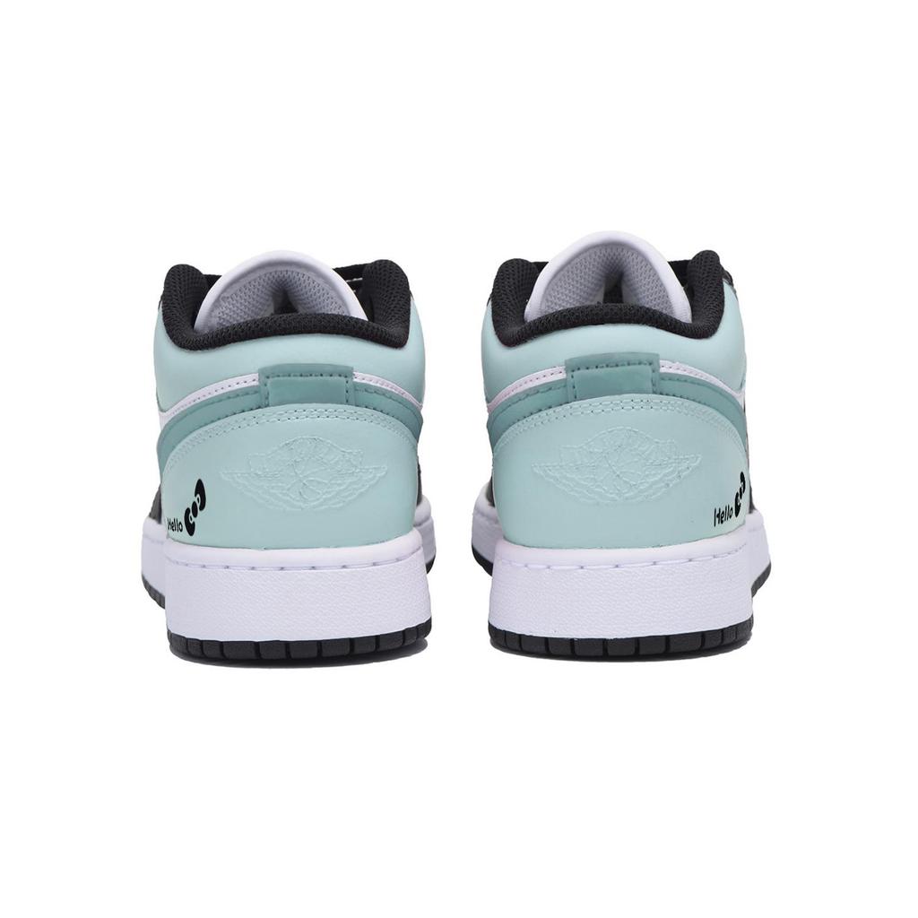 Jordan Air Jordan 1 Low top Vintage Basketball Shoes Men's Black And White Cyan 553558-131(Team85-)