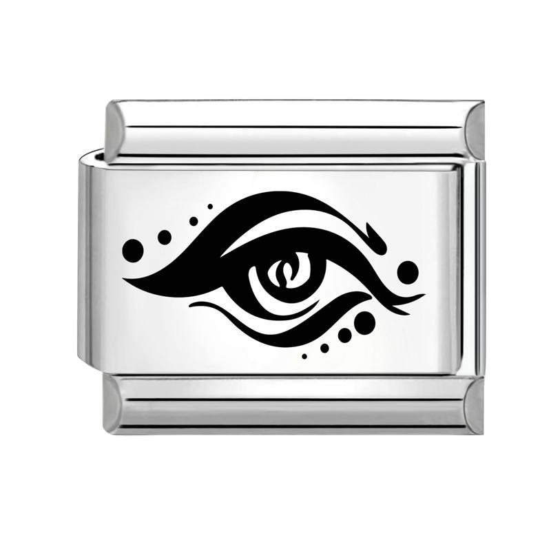 

Fashion Girls Eye Cake Sunset Butterfly Flower Cat Laser Engraving Charm Links Fit 9mm Stainless Steel Bracelet DIY Making Gift