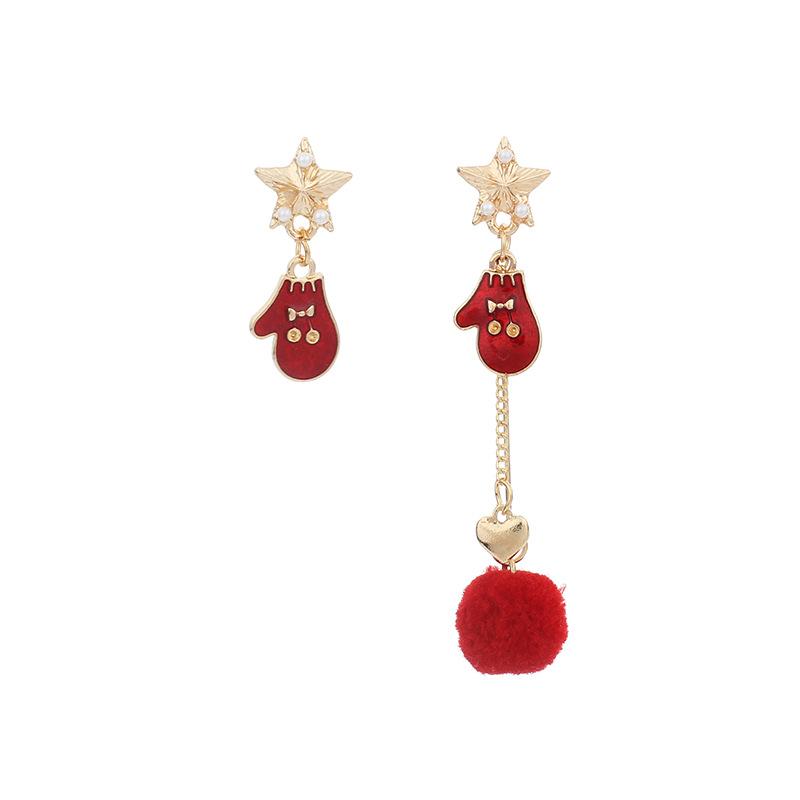 Fashion European and American new accessories autumn and winter Christmas earrings ins retro fringed hairball Christmas earrings
