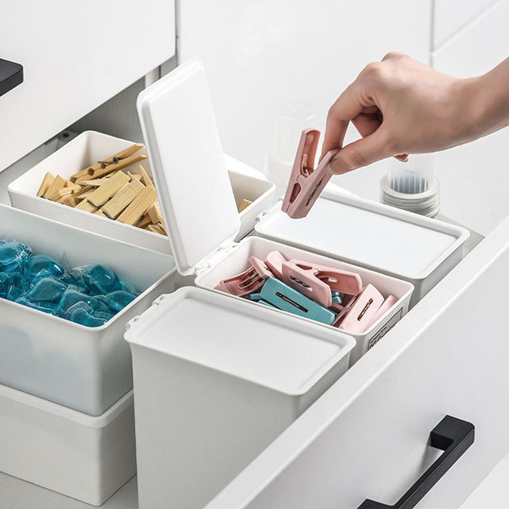 Oppbevaringsbokser med lokk Stor kapasitet Multifunksjonell Stablebar Plast Oppbevaringsbeholder for Skap