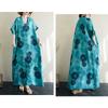 Women's Thin Cotton and Linen Loose Artistic Dress Retro Long Robe