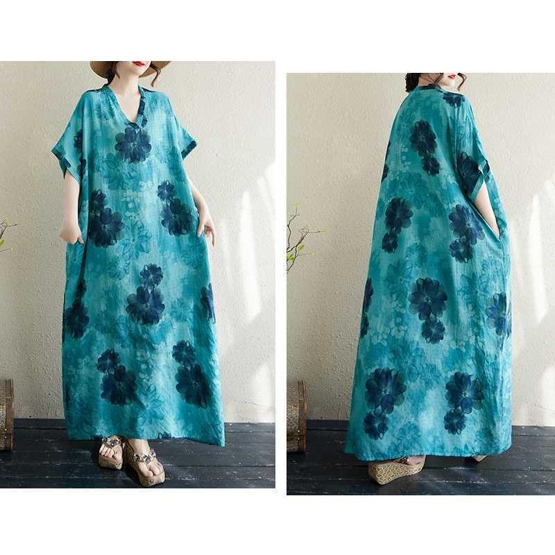 Women's Thin Cotton and Linen Loose Artistic Dress Retro Long Robe