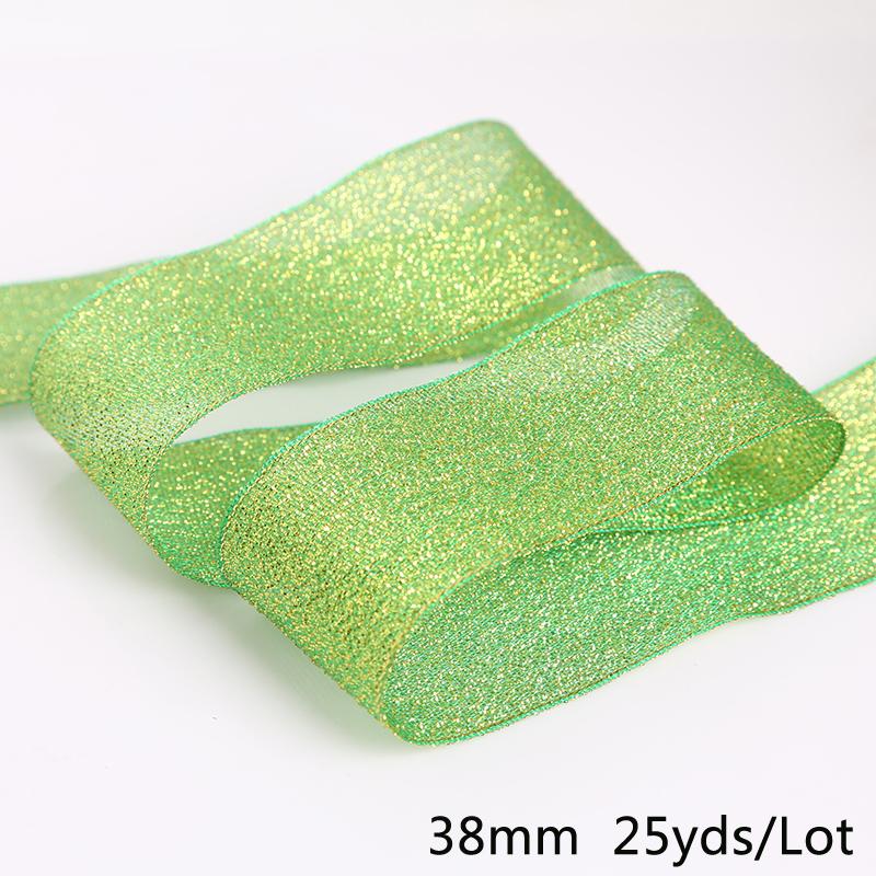 25Yards Metallic Ribbon Organza Ribbon For Wedding Party Decoration Gift Wrap Christmas Ribbons
