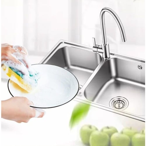 Plus Nao Sponge Holder, Soap Dispenser, Sponge Rack, Detergent Rack, Dishwashing Detergent, Kitchen, One-Push Dispenser - Light Gray