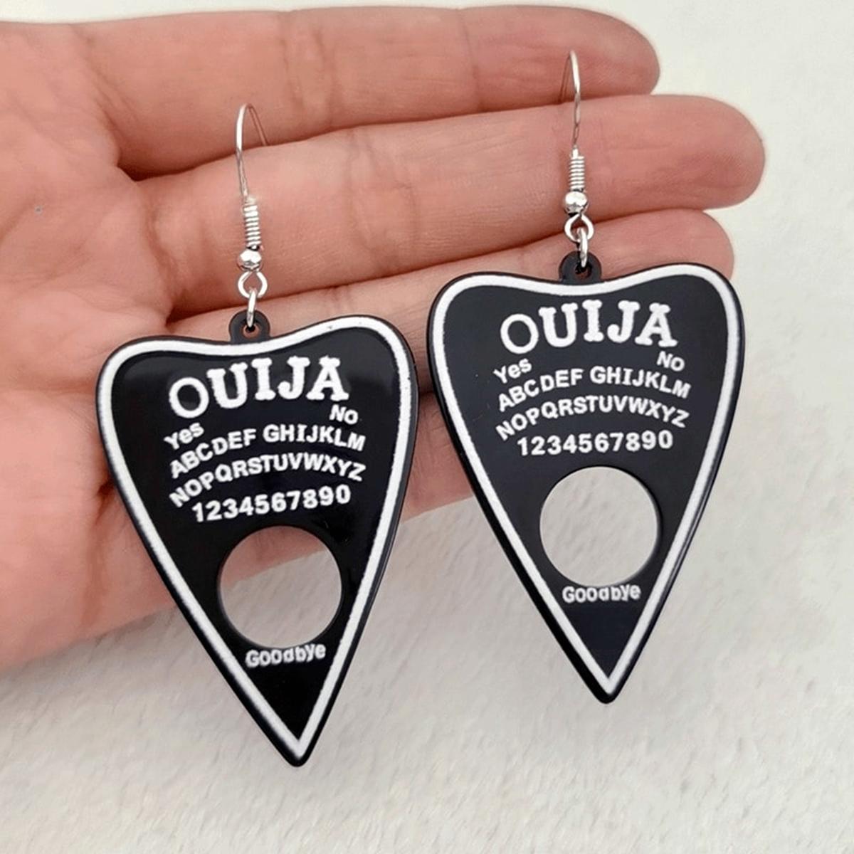 

Готическая доска для спиритических сеансов, черные серьги-капли с белым алфавитом, креативный подарок для вечеринок для женщин и девочек чёрный