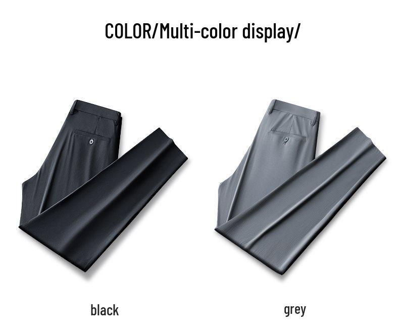 2026 Spring/Summer High-Quality Ice Silk Striped Business Casual Men's Pants Luxury Suit Trousers