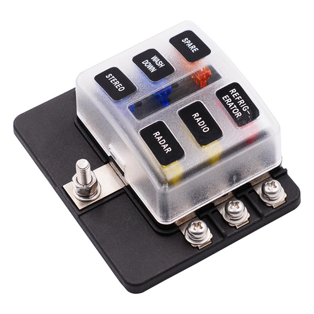Car Screw Binding Post Model 12 Ways Fuse Box with LED Indicator Light Vehicle Truck Fuses Car Accessories