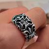 Men's Distressed Living Ring, Retro Poseidon-like Marine Trident-like Ring