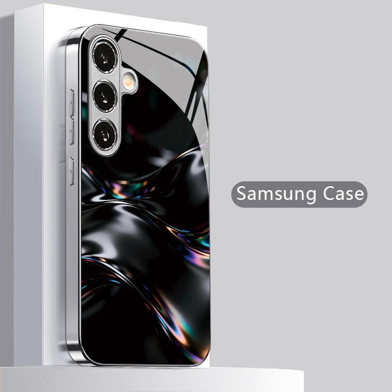 Holographic Curved Shadow Pattern 2D Phone Case for Samsung S26 S25 S24 S23 S22 S21 S20 A56 A36 A16 - Glass Protective Cover