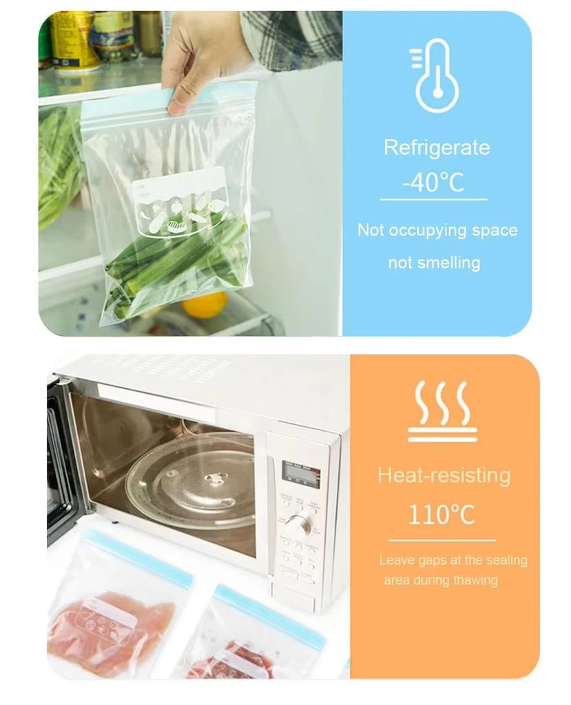15/20/30pcs L/M/S Clear Storage Bag Snack And Sandwich Bags Ealed Vegetable Food Preservation Freezer Camping Kitchen Accessory