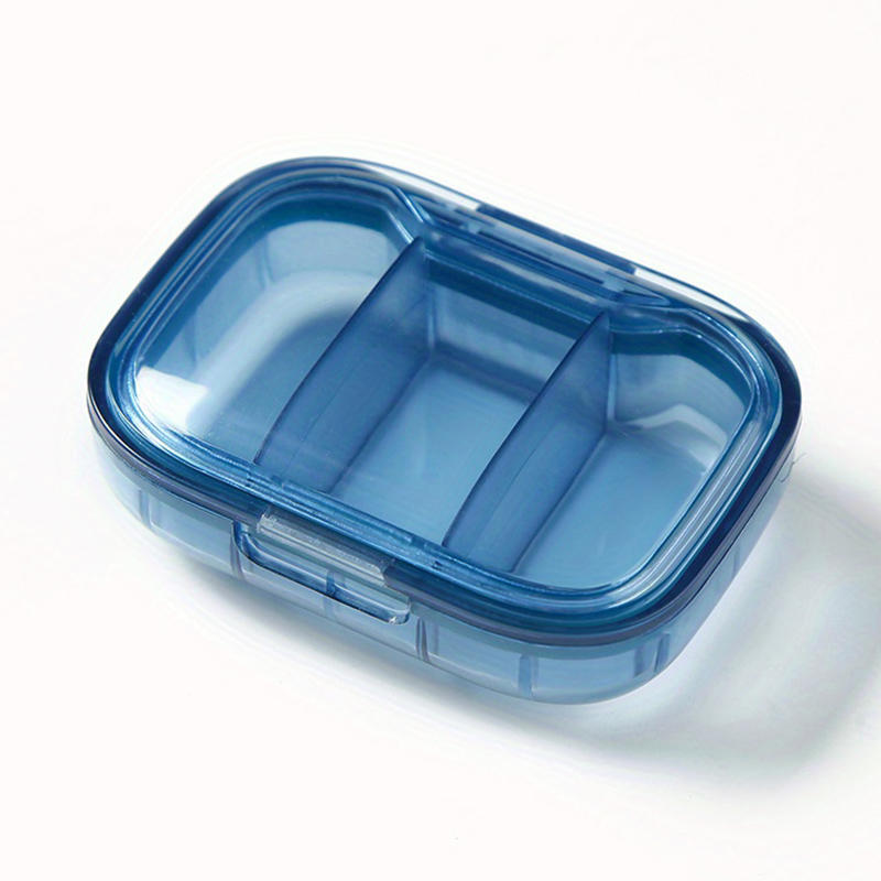 1pc 3-Compartment Waterproof Pill Organizer Box Portable Mini Plastic Medicine Case Dustproof Compact Storage