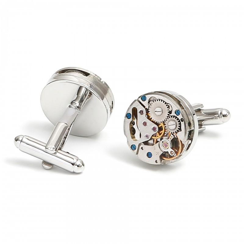 Men s Cufflinks High-quality Gear Round Silver Shirt Button Ornaments artificial