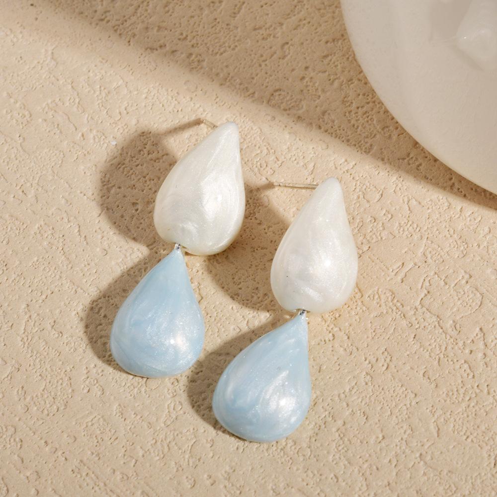 Colorful Teardrop Drop Earrings, Dainty Korean Style Summer Vacation Stud Earrings
