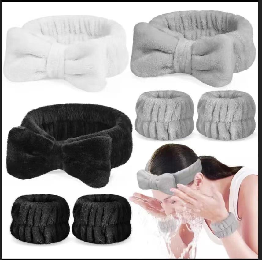 Plush Wrist Strap Face Wash Spa Bracelet Spa Bracer Absorbs Sweat Coral Fleece Waterproof Headband