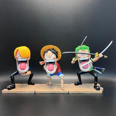 One Piece Hungry Trio Zoro, Luffy, Sanji Model Car Desktop Ornament with Repainted Base