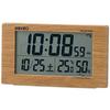 Seiko Clock Alarm Table Natural Radio Digital Calendar Comfort Level Temperature Humidity Display Light Brown Wood Grain SQ784A