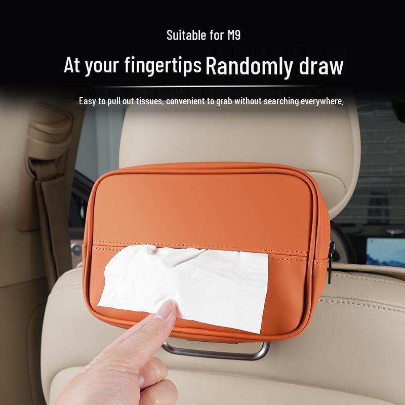 AITO M Car Leather Tissue Holder: Headrest Strap Pull-Out Box