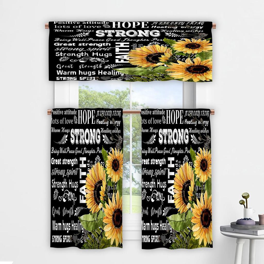 3D Floral Pattern Digital Print Kitchen Valance